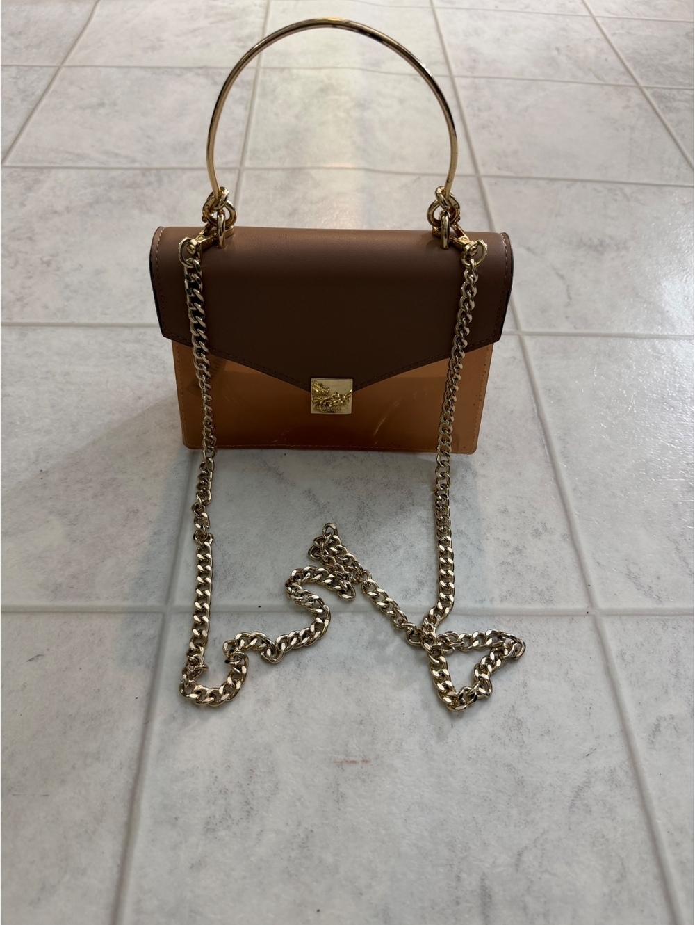 Brown top handle crossbody bag